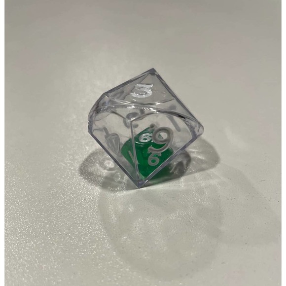 NEW Clear Transparent Double D10 Dice Ten Sided Die 1 inch Green Inner Dice - Picture 3 of 6